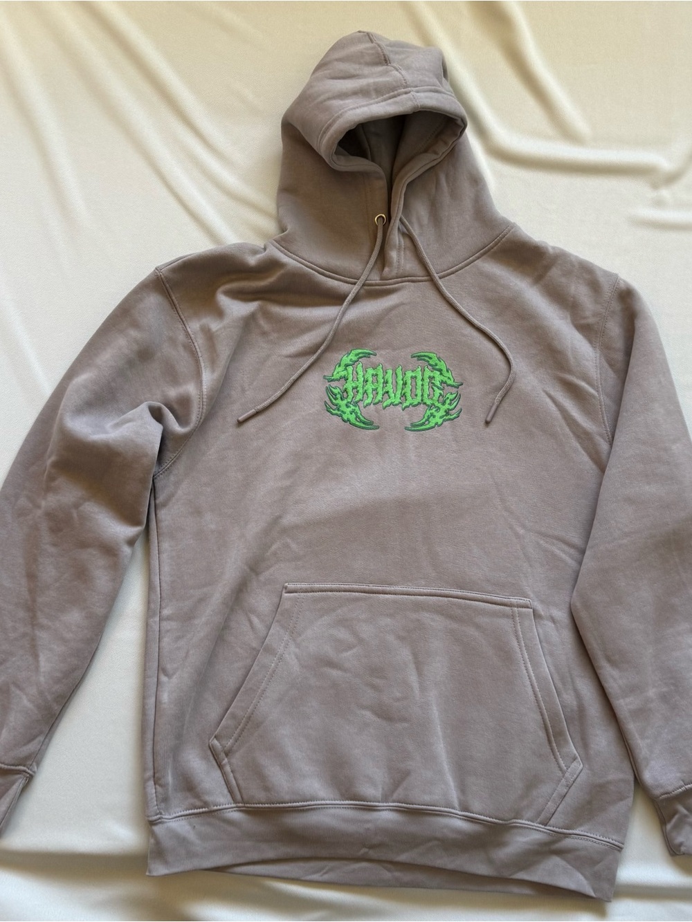 Red Eight Havoc Will Fill The Silence Skull Graphic Hoodie Taupe Gray L